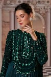 Buy_Nidhika Shekhar_Green Crepe Embroidery Sequins Closed Neck Celestial Anarkali 