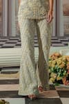 Nidhika Shekhar_Grey Satin Embroidery Sequins Cape Front Open Celestial And Pant Set _Online_at_Aza_Fashions