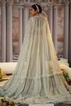 Shop_Nidhika Shekhar_Grey Georgette Embroidery Linear V Neck Celestial Sequin Cape And Lehenga Set _at_Aza_Fashions