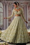 Nidhika Shekhar_Gold Organza Embroidery Sequins Sweetheart Aphrodite Goddess Bridal Lehenga Set _Online_at_Aza_Fashions