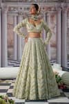 Nidhika Shekhar_Gold Organza Embroidery Sequins Sweetheart Aphrodite Goddess Bridal Lehenga Set _at_Aza_Fashions