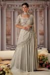 Buy_Nidhika Shekhar_Grey Sequin Embroidery Angelic Pre-draped Lehenga Saree With Blouse _at_Aza_Fashions