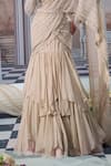 Nidhika Shekhar_Beige Organza Embroidery Sequins Elysian Ruffled Pre-draped Saree And Blouse Set _Online_at_Aza_Fashions