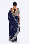 Shop_Onaya_Blue Crepe Sequins, Metallic Thread Floret Butti Embroidered Saree With Blouse _at_Aza_Fashions