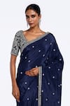 Shop_Onaya_Blue Crepe Sequins, Metallic Thread Floret Butti Embroidered Saree With Blouse _Online_at_Aza_Fashions