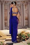 Shop_Nidhika Shekhar_Purple Crepe Embroidery Sequins Pre-draped Saree With Floret Structured Blouse _at_Aza_Fashions