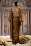 Shop_Nidhika Shekhar_Brown Fendi Organza Embroidery Belle Pre-draped Saree With Corset Blouse _at_Aza_Fashions