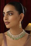 Buy_SWABHIMANN_Green Kundan Studded Bar Choker Set _at_Aza_Fashions