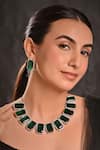 Buy_Raga Baubles_Emerald Green Zirconia Embellished Necklace Set _at_Aza_Fashions