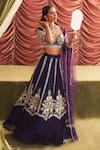 Buy_Seema Thukral_Purple Georgette Embroidery Mirror Sweetheart Rani Floral Stripe Lehenga Set _at_Aza_Fashions