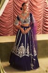 Buy_Seema Thukral_Purple Georgette Embroidery Mirror Sweetheart Rani Floral Stripe Lehenga Set _Online_at_Aza_Fashions