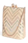 Buy_Richa Gupta_Gold Embroidery Chevron Clutch _at_Aza_Fashions