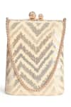 Richa Gupta_Gold Embroidery Chevron Clutch _Online_at_Aza_Fashions