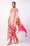 Swati Vijaivargie_Ivory Silk Printed Mandala V-neck Svara Tunic Dhoti Pant Set _Online_at_Aza_Fashions