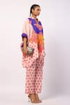 Swati Vijaivargie_Ivory Silk Printed Mandala Band Pansy Kaftan With Pant _at_Aza_Fashions