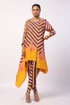 Buy_Swati Vijaivargie_Purple Kurta Silk Printed Mandala Round Nalini Asymmetric Stripe With Pant _at_Aza_Fashions