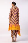 Shop_Swati Vijaivargie_Purple Kurta Silk Printed Mandala Round Nalini Asymmetric Stripe With Pant _at_Aza_Fashions