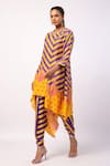 Swati Vijaivargie_Purple Kurta Silk Printed Mandala Round Nalini Asymmetric Stripe With Pant _Online_at_Aza_Fashions