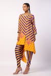 Buy_Swati Vijaivargie_Purple Kurta Silk Printed Mandala Round Nalini Asymmetric Stripe With Pant _Online_at_Aza_Fashions