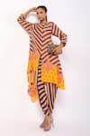 Buy_Swati Vijaivargie_Purple Kurta Silk Printed Mandala Round Nalini Asymmetric Stripe With Pant 