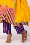 Shop_Swati Vijaivargie_Yellow Silk Printed Mandala Stripe Band Moli Kurta Pant Set _Online_at_Aza_Fashions