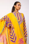 Buy_Swati Vijaivargie_Yellow Silk Printed Mandala Stripe Band Moli Kurta Pant Set 