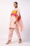 Buy_Swati Vijaivargie_Ivory Silk Printed Flower Boat Nerja Short Kaftan With Pant _Online_at_Aza_Fashions