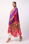 Buy_Swati Vijaivargie_Purple Satin Printed Floral Notched Kavya Kaftan With Pant _Online_at_Aza_Fashions