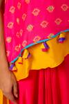 Buy_Swati Vijaivargie_Fuchsia Kaftan Tunic Silk Printed Flower One Rumi Layered With Draped Skirt 