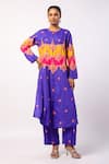 Buy_Swati Vijaivargie_Purple Silk Printed Flower Round Kevda Kurta With Pant _at_Aza_Fashions