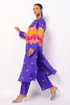 Buy_Swati Vijaivargie_Purple Silk Printed Flower Round Kevda Kurta With Pant 