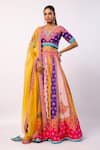 Buy_Swati Vijaivargie_Multi Color Blouse And Lehenga Silk Printed Floral V-neck Vaani Set _at_Aza_Fashions