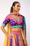 Buy_Swati Vijaivargie_Multi Color Blouse And Lehenga Silk Printed Floral V-neck Vaani Set 