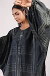 Shop_Swati Vijaivargie_Black Silk Geometric Round Pattern Kaftan _Online_at_Aza_Fashions