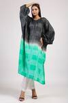 Buy_Swati Vijaivargie_Black Silk Geometric Round Pattern Kaftan And Pant Set _Online_at_Aza_Fashions