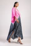 Swati Vijaivargie_Black Silk Tribal V Rose Knot Ombre Shibori Kaftan Dress _Online_at_Aza_Fashions