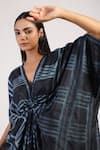 Buy_Swati Vijaivargie_Black Silk Geometric V Ombre Shibori Kaftan Dress _Online_at_Aza_Fashions