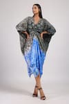 Buy_Swati Vijaivargie_Black Silk Tribal V Pattern Shibori Kaftan Dress _at_Aza_Fashions