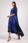 Swati Vijaivargie_Black Silk Peacock Mandarin Asymmetric Tassel Sleeves Dress _Online_at_Aza_Fashions