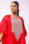 Buy_Swati Vijaivargie_Red Silk Embroidered Resham Round Kaftan With Solid Pant 