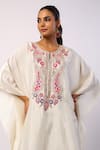 Swati Vijaivargie_Ivory Silk Embroidered Resham Round Kaftan And Gharara Set _at_Aza_Fashions