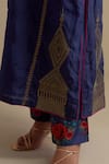 Buy_KORA_Blue Kurta And Pant Silk Embroidered Zari Notched Round Set _Online_at_Aza_Fashions