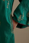 Buy_KORA_Green Kurta And Pant Silk Embroidered Zari Notched Round A-line Set 