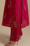 Shop_KORA_Fuchsia Kurta And Pant Silk Embroidered Zari Round Contrast Hem Straight Set _Online_at_Aza_Fashions