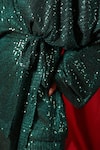 Buy_B'Infinite_Green Sequined Lycra Embroidered V Neck Overlap Top And Trouser Set _Online_at_Aza_Fashions