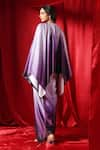 Shop_B'Infinite_Purple Satin Embellished Bead Round Shaded Cape Draped Skirt Set _at_Aza_Fashions