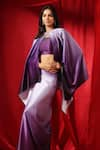 Buy_B'Infinite_Purple Satin Embellished Bead Round Shaded Cape Draped Skirt Set _Online_at_Aza_Fashions