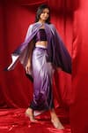 Shop_B'Infinite_Purple Satin Embellished Bead Round Shaded Cape Draped Skirt Set _Online_at_Aza_Fashions