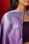 Buy_B'Infinite_Purple Satin Embellished Bead Round Shaded Cape Draped Skirt Set 