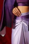 Shop_B'Infinite_Purple Satin Embellished Bead Round Shaded Cape Draped Skirt Set 